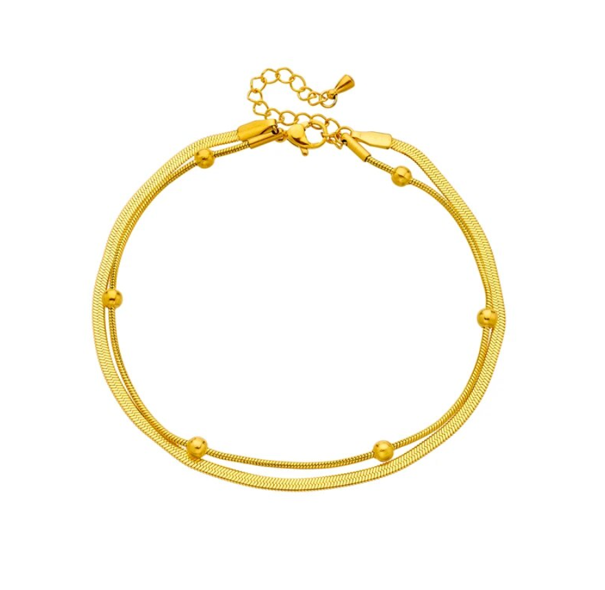 Edle Fußkette Edelstahl Gold plattiert (vergoldet) 25 cm