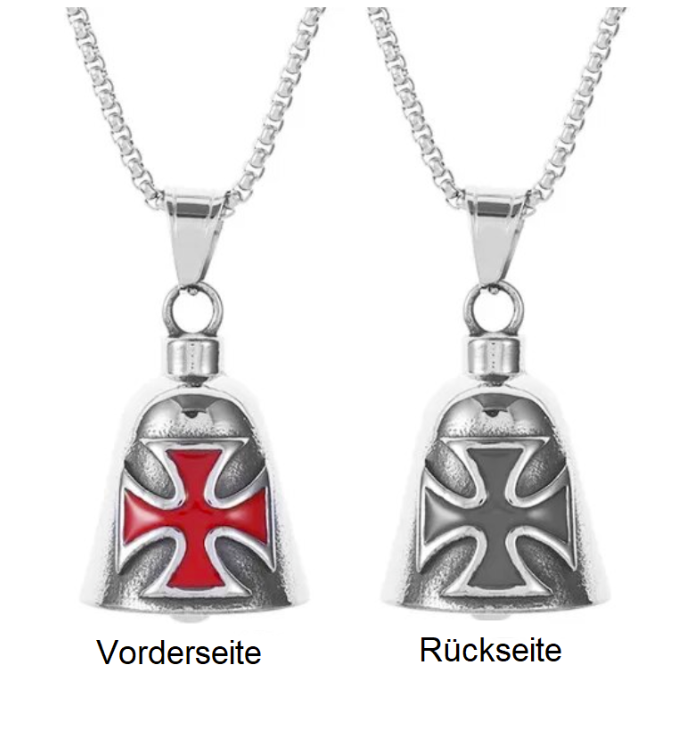 Biker Bell Glocke Metall Anhänger Motorrad Iron cross Kreuz Glücksbringer MC