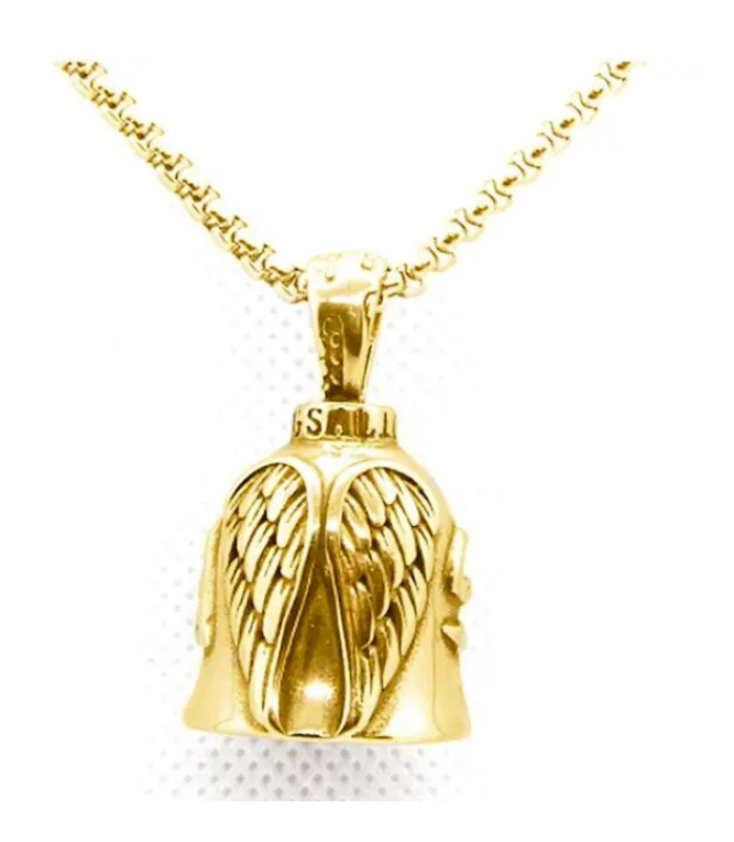 Biker Bell Glocke Metall Anhänger Motorrad Engel Flügel Glücksbringer MC